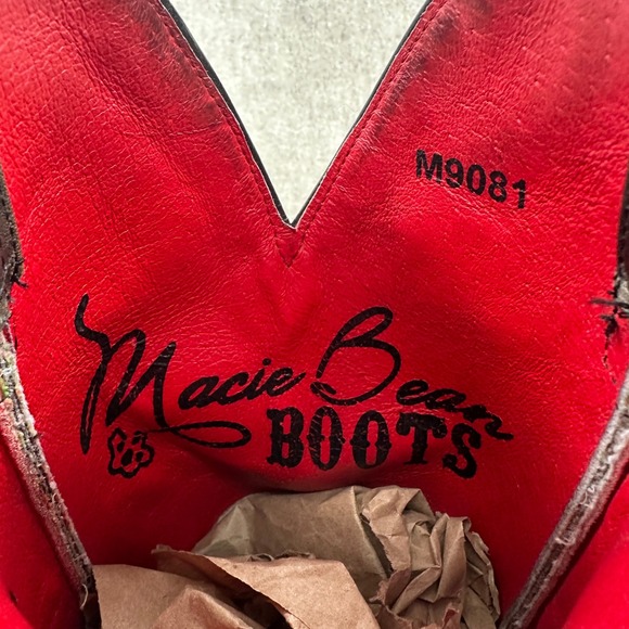 Macie Bean Women Size 8 Black Cracktacular Leather Aztec Serape Cowboy Boots - Picture 13 of 16